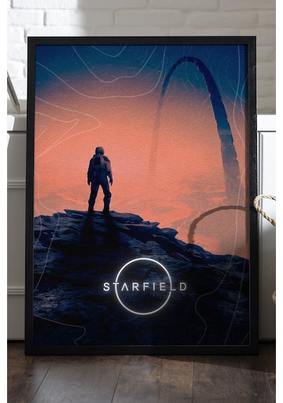 Starfield Siyah Ahşap Çerçeveli Poster, Dekoratif Oyun Duvar Tablosu