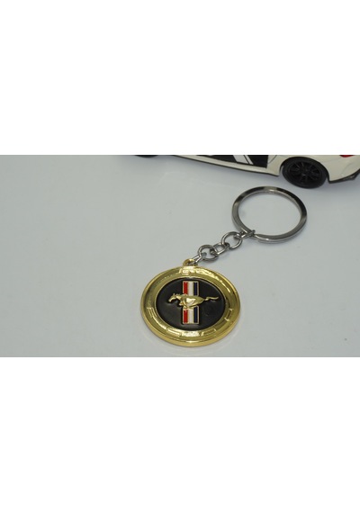 Dk Mustang Gt Logo Gold Metal Çift Yön Anahtarlık
