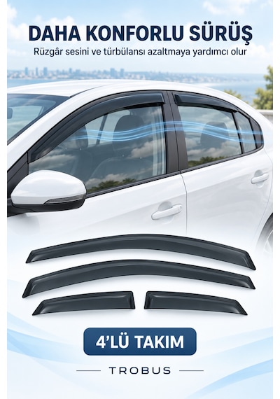 Skoda Rapid Spaceback 2017 Mügen Cam Rüzgarlığı 4'lü