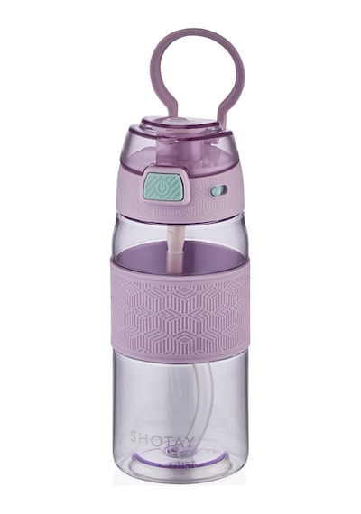 Shotay Şeffaf Kapaklı Şeritli Trıtan Matara 600 Ml. Mor