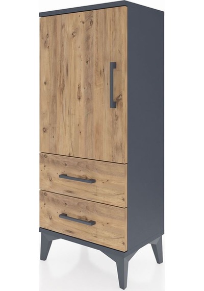 Arges Komodin 2 Raflı 2 Çekmeceli Tek Kapaklı 44x30x106 Antra... Antrasit