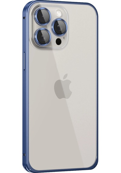Apple  Uyumlu  iPhone 15 Pro Metal Bumper Mat Kapak Lacivert