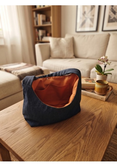 Lunora Collection Kadın Kot Körüklü Gabardin Çanta Açık Lacivert