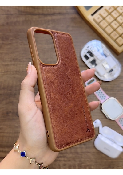 Samsung Galaxy A33 Uyumlu Premium Deri Dokulu Darbelere Karşı Dayanıklı Nazal Silikon Kılıf Kahverengi Samsung Galaxy A33 Uyumlu Premium Deri Dokulu Darbelere Karşı Dayanıklı Nazal Silikon Kılıf Kahverengi