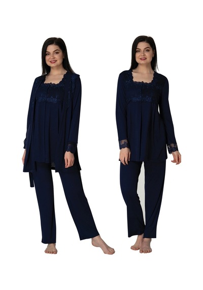 Angbutik Effortt 2401 Sabahlıklı Lohusa Pijama Takımı lacivert