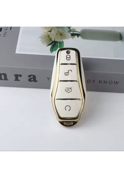 Byd Atto 3 Ev Beyaz-gold Anahtar Kılıfı