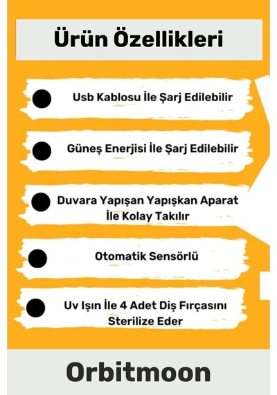 Yeni Seri Güneş Enerjili Usb Şarjlı Diş Macun Sıkacağı Sterilizatörlü 4 Adet Diş Fırçalığı Tutucu Çok Renkli