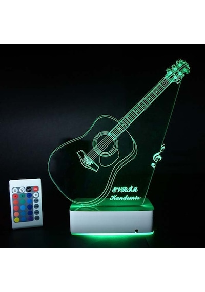 Özel Tasarım Akustik Gitar 3D Led Lamba