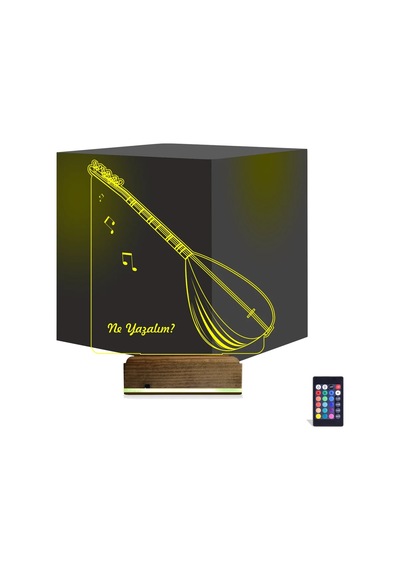 Luvivia Saz Müzik Nota Kişiye Özel 3d Lamba - Masa Gece Lambası Şeffaf