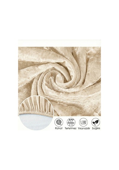 Yıkanabilir,likralı , Kadife Oval Sandalye Kılıfı 1 Adet Krem - 801052816 Krem