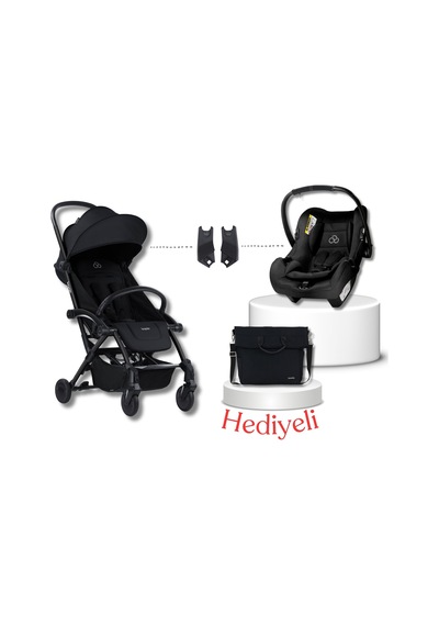 Bumprider Connect³ Black-Black Bebek Arabası & Connect TRN Grup 0+ Oto Koltuğu Black & Oto Koltuk Adaptörü