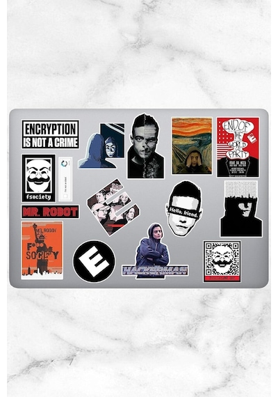 Lexroo Mr. Robot Temalı Laptop Notebook Tablet Sticker Seti 15 Adet