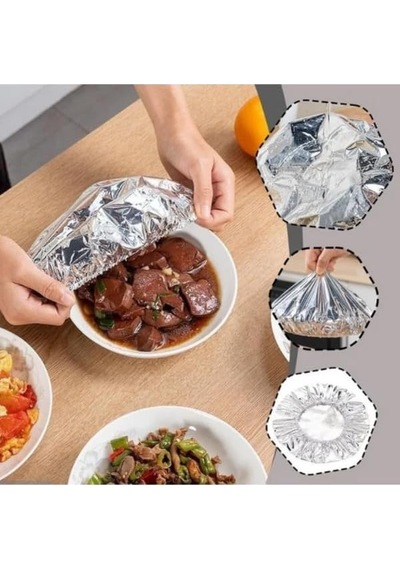 20 Adet Folyo Tabak Tencere Bonesi- Gıda Isı Koruyucu Kapak Bone Mikrodalga Bonesi Beyaz - Çok Renkli