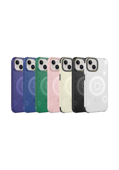 Zore İphone 14 Plus Uyumlu Ogaa Wireless Şarj Özellikli Desenli Hot Kılıf-lacivert
