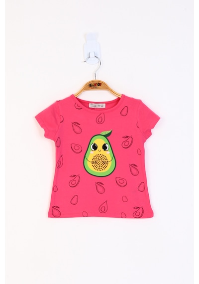 Toontoy Kids Toontoy Kız Çocuk Avokado Baskılı Tişört Fuşya