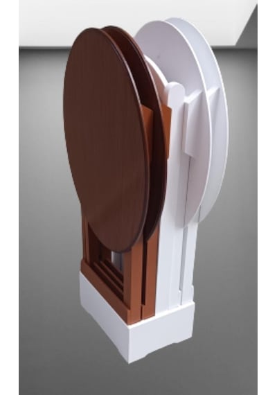 1448bng90134çanta Zigon Sehpa Oval Dörtlü Model Ahşap Mdf Beyaz Ve Ceviz Renk Uyum El Yapım