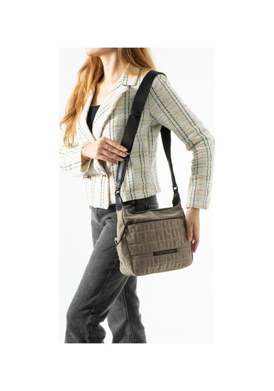 Baginn Vegan Deri Kadın Postacı Çantası Nubuk-süet Dokulu 26 23 Cm Çapraz Askılı Omuz Kol Çantası 20d Bej