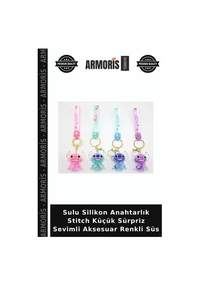 Sulu Silikon Anahtarlık Stitch Küçük Sürpriz Sevimli Aksesuar Renkli Süs