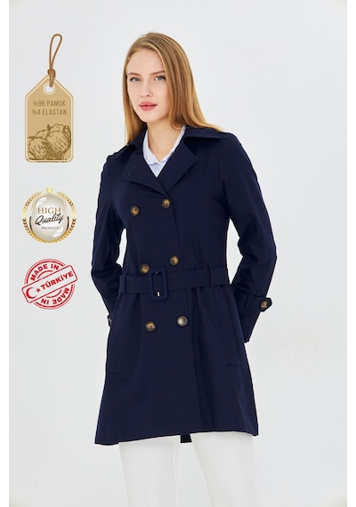 Pastelastore Esnek Pamuk Gabardin Kısa 80cm Omuz Apoletli Kemerli Kadın Trençkot 1120 Koyu Lacivert Pastelastore Esnek Pamuk Gabardin Kısa 80cm Omuz Apoletli Kemerli Kadın Trençkot 1120 Koyu Lacivert
