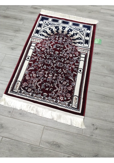 002 Medine-i Münevvere Mescid Modeli 4mm Hav Dokuma Seccade Bordo