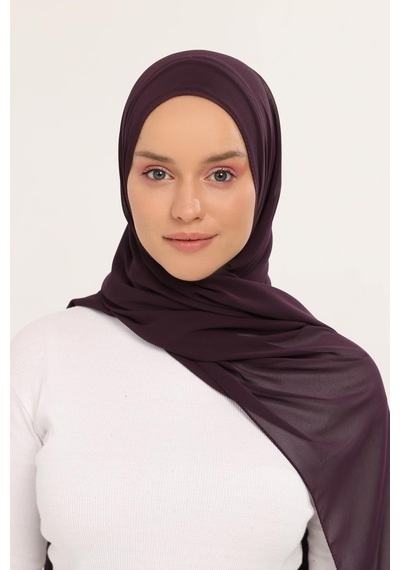 Altobeh Hazır Lüks Pratik Hijablı Şifon Şal Mürdüm