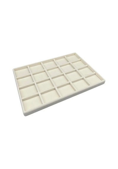 Yerli Üretim Süet Kumaş Krem Renk 34/24 Cm 20 Bölmeli Çekmece İçi Takı Standı Çok Renkli