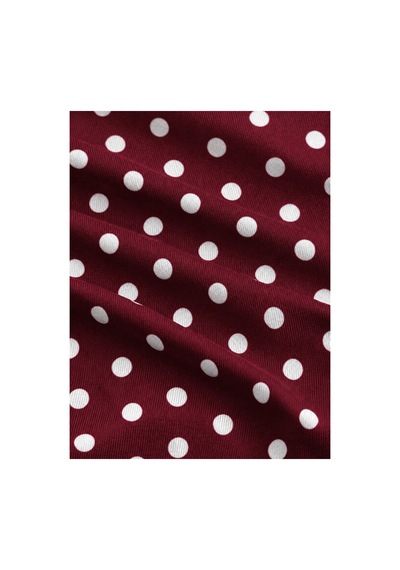 Wild Flower Kadın Puantiye Desenli Crop Tişört Basic Oversize Yazlık Bluz Bordo