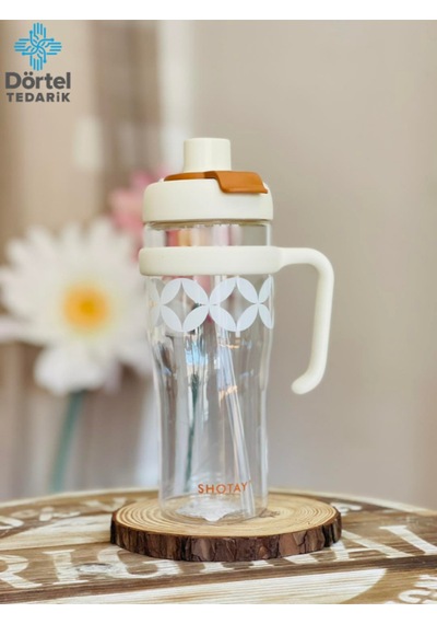 H2o Tritan Saplı Pipetli Matara 1250 Ml Bej