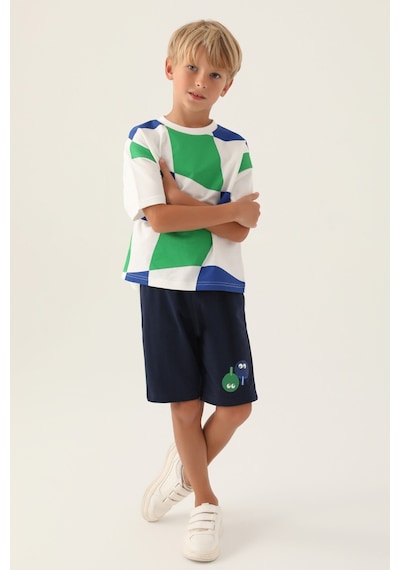 Rolypoly Geometic Krem Erkek Çocuk Bermuda Takım 5274-43125 Krem