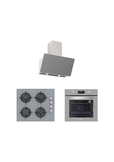 Silverline BO6502S02 - CS5349S01- 3457 Soho 60 Gri Cam Ankastre Set