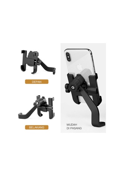 Tedar Alüminyum Gövdeli Metal Ayna Bağlantılı Motosiklet Telefon Tutucu 7 İnç Xl Najmaddin Standart