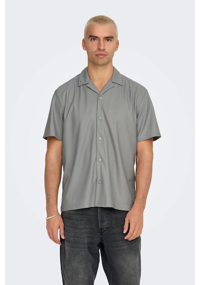Only & Sons Erkek Onskarı Rahat Kesim Kısa Kollu Çıt Çıt Düğmeli Gömlek 22032560 Gri Gri