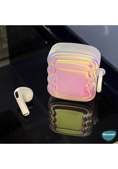 Airpods 3. Nesil İçin Kılıf Zigzag Hologram Çok Renkli Airpods 3 İle Uyumlu Kılıf - Çok Renkli