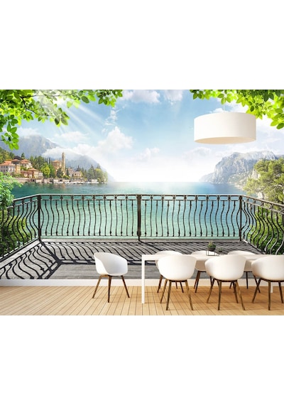 Denize Bakan Balkon Manzarası Duvar Kağıdı