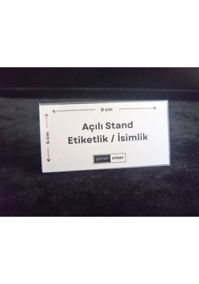 10 Ad Şeffaf Pvc Etiketlik İsimlik 8x4 Cm Kartvizitlik Ayaklı