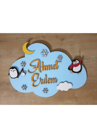 Hdrlazerdizayn Ahşap Bulut Kapı-Duvar Süsü Ve Led Lamba Çok Renkli