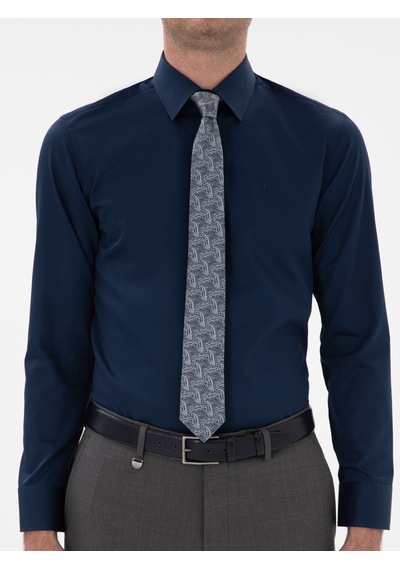Cacharel Lacivert Slim Fit Klasik Yaka Basic Gömlek