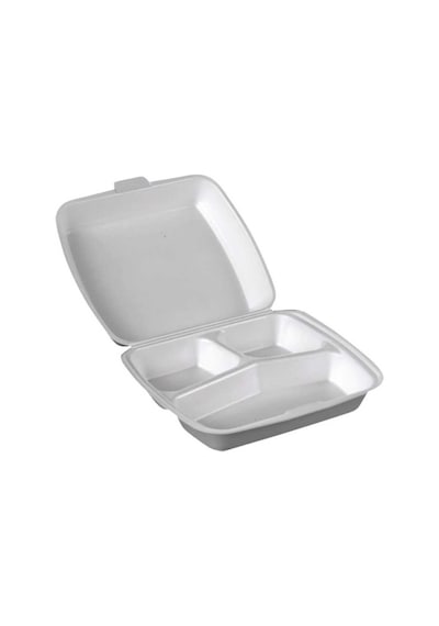 Dağyüce 23/a Tek Kullanımlık Köpük 3 Bölmeli Kapaklı Kase Kutu - 20x24 Cm. - 10 Adetlik 1 Paket