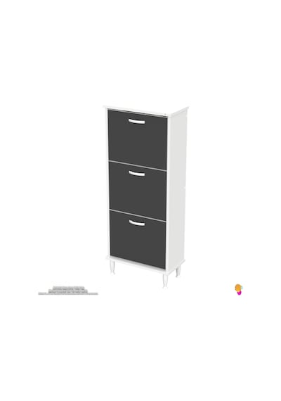 Modilayn Varbi Kapı Önü 52 X 127 X 25,5 Cm Lik 3 Düşer Kapak 6 Göz Bölmeli Ayakkabılık Antrasit - Beyaz