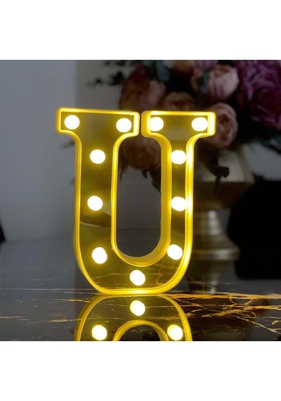 Dekoratif Led Işıklı 3d U Harfi Büyük Boy Organizasyon Doğum Günü