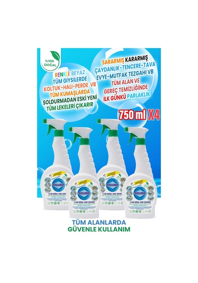 %100 Doğal Bitkisel Leke Çıkarıcı 4 X 750 Ml-gerçekten Leke Çıkarır