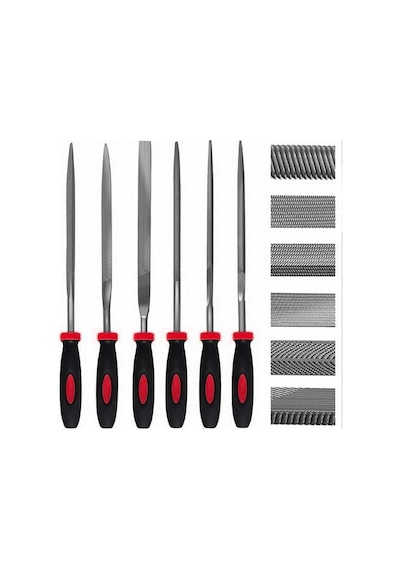 Feyza Yapı 6 Parça Mini Eğe Seti - 18cm İnce İşçilik Saatçi Eğe Ve Törpü Seti Sarı Renk