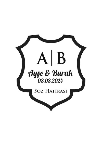 Barok Kalkan Mühür Kına Nişan Düğün 3x3 Cm Özel Etiket / 50 Adet Sticker Beyaz