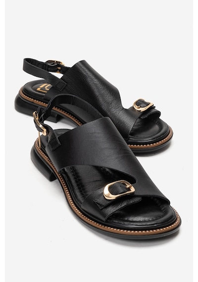 Luvishoes Cruel Siyah Cilt Hakiki Deri Kadın Sandalet