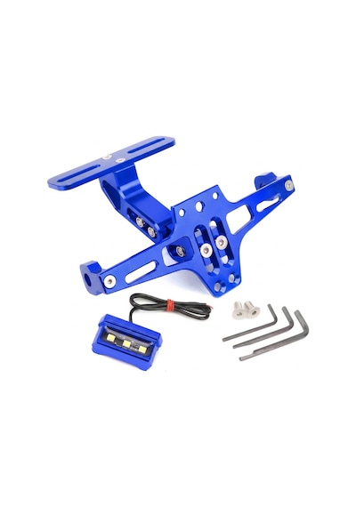 Motosiklet Katlanır Plakalık Cnc Metal -ledli- Sinyal Bağlantılı Mavi