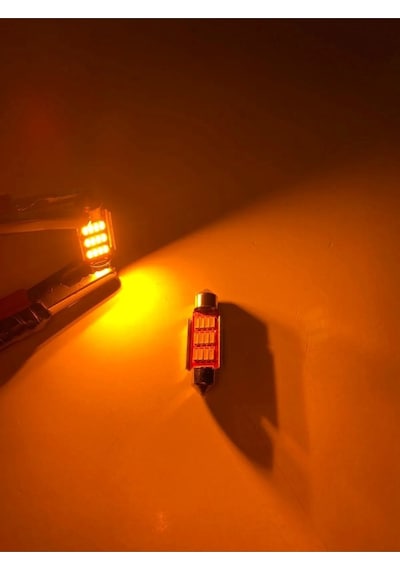 39mm Sofit Led Ampul Turuncu 12 Led, Plaka Bagaj Tavan Aydınlatma 2 Adet