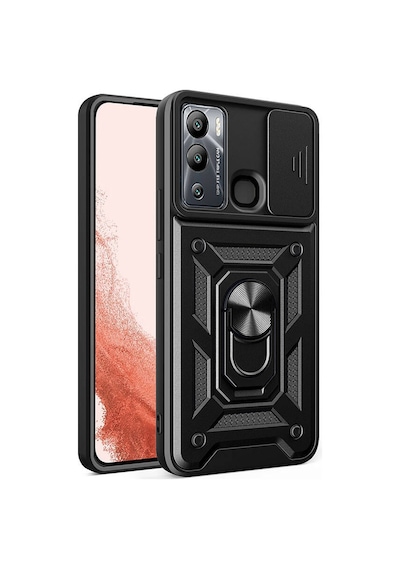 Nourthkiingdom İnfinix Hot 12i Kılıf Magnetik Standlı Kamera Korumalı Nrtk Sürgülü Vega Kapak - Siyah Siyah