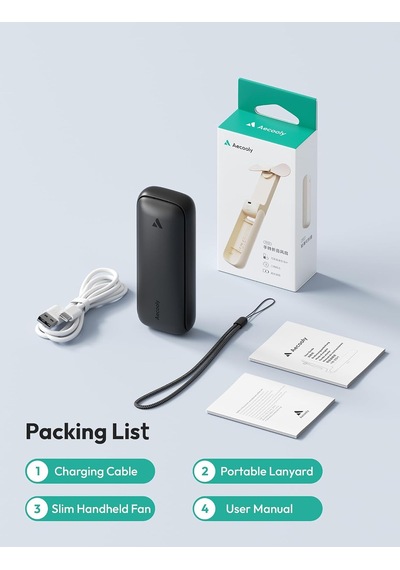 İnce Taşınabilir Fan, İnce Elde Taşınabilir Fan, Usb Şarj Edilebilir Mini Kişisel 24h Maksimum Soğutma Süresi , Seyahat İçin Akülü Küçük Katlanabilir Cep, Yaz, Kadın Ve Erkekler, Kızlar İçin