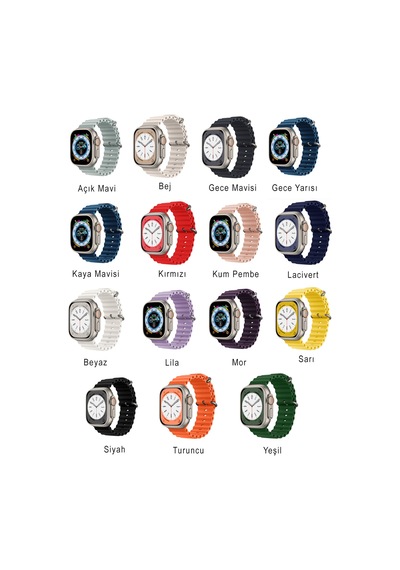 Kyver  Apple Uyumlu  Watch  9/8/7/6/se Okyanus Silikon Kordon 45/44/42mm