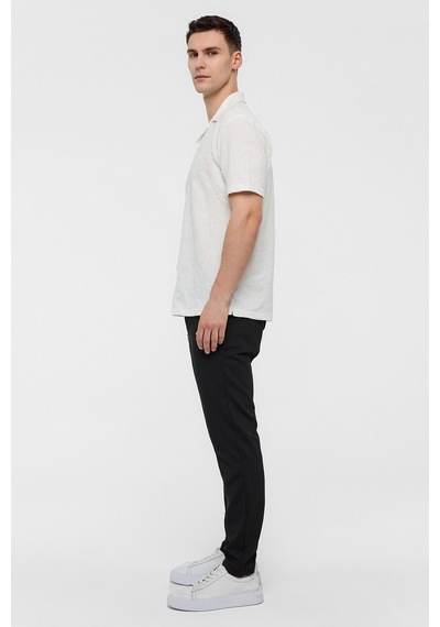 Backandbond Beyaz Relaxed Fit Küba Yaka Kısa Kollu Gömlek